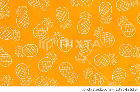 Pineapple line drawing pattern (white x orange) Pineapple line drawing pattern (white x orange) 139542629
