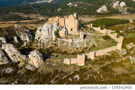 Top view of the castle Castillo de Loarre. Huesca Province. Aragon.  139542908