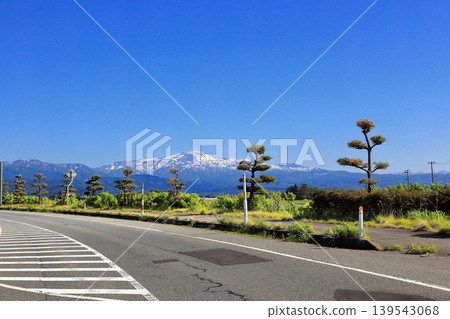 Rice paddy scenery in the Shonai Plain in May Rice paddy scenery in the Shonai Plain in May 139543068