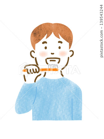 Illustration of a man brushing his teeth 139543244