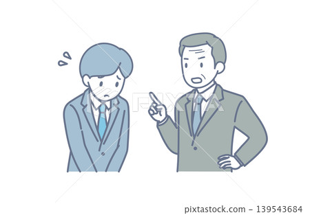 Illustration of an office worker being scolded by their boss. Business troubles and workplace stress. Illustration of an office worker being scolded by their boss. Business troubles and workplace stress. 139543684