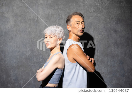 Senior men and women in training wear Sports image Senior men and women in training wear Sports image 139544087