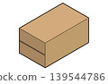 Isometric drawing of a cardboard box that opens from the side (with outlines) 139544786