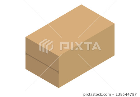 Isometric view of a cardboard box that opens from the side. Isometric view of a cardboard box that opens from the side. 139544787