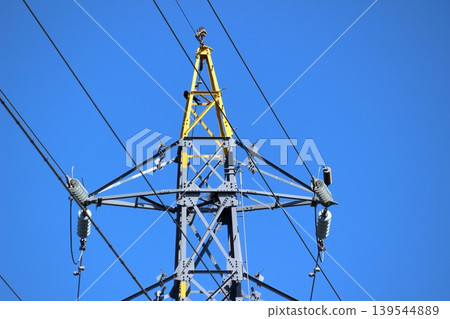 Steel tower and blue sky Steel tower and blue sky 139544889