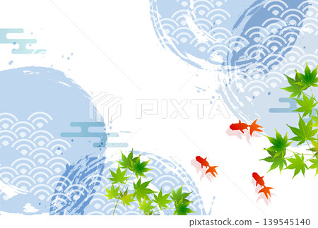 日式夏季設計背景,以金魚和綠色楓葉為主題。 日式夏季設計背景,以金魚和綠色楓葉為主題。 139545140