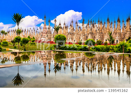 A spectacular view of the stupas at the Kakku archaeological site in Myanmar. A spectacular view of the stupas at the Kakku archaeological site in Myanmar. 139545162