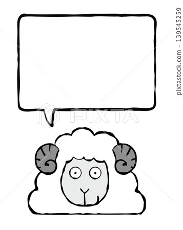 [Speech bubble] One-point design element: Sheep 139545259