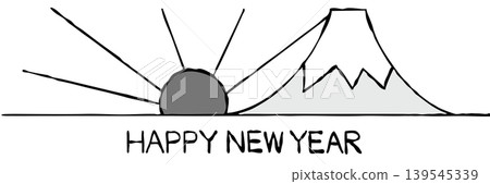 【黑白】新年賀卡素材:簡約日出與富士山 【黑白】新年賀卡素材:簡約日出與富士山 139545339