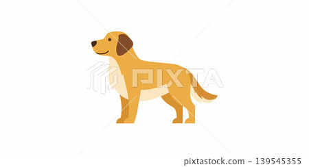 Golden retriever dog standing profile view simple flat illustration with white background retriever domestic friendly illustration isolated standing adorable representation Golden retriever dog standing profile view simple flat illustration with white background retriever domestic friendly illustration isolated standing adorable representation 139545355