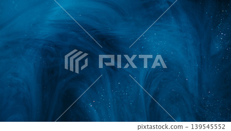 Cosmic flow blur. Glitter smoke. Shimmering blue haze blending color abstract background. Ink pigment fluid floating vapor texture. Cosmic flow blur. Glitter smoke. Shimmering blue haze blending color abstract background. Ink pigment fluid floating vapor texture. 139545552