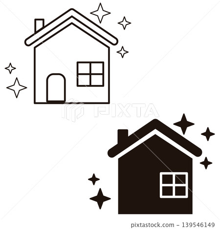 Clean house icon. Sparkling house sign. New house symbol. flat style. Clean house icon. Sparkling house sign. New house symbol. flat style. 139546149