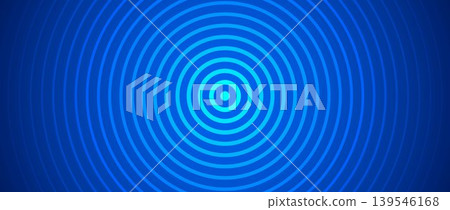 Neon blue concentric circle background. Expanding waves with epicenter. Radial sound signal or vibration backdrop. Target symbol, radar or sonar icon concept. Vector rippled cold gradient wallpaper Neon blue concentric circle background. Expanding waves with epicenter. Radial sound signal or vibration backdrop. Target symbol, radar or sonar icon concept. Vector rippled cold gradient wallpaper 139546168