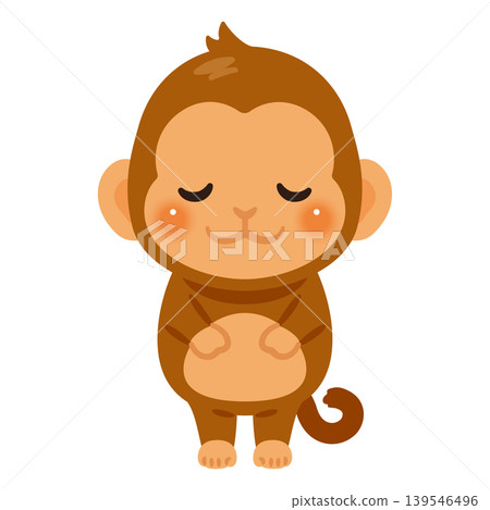 Illustration of a bowing monkey character Illustration of a bowing monkey character 139546496