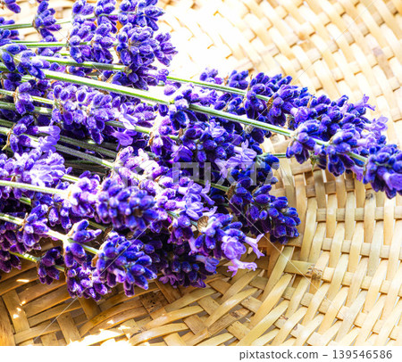 Lavender on a basket, an image of Furano and Biei in Hokkaido during the summer. Lavender on a basket, an image of Furano and Biei in Hokkaido during the summer. 139546586
