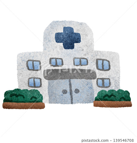 Cute hand-drawn illustrations of a hospital Cute hand-drawn illustrations of a hospital 139546708