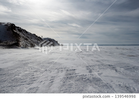 Surface of a frozen river 139546998