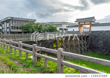 A panoramic view of the reconstructed Honmaru Ichimonji Gate and Otebashi Bridge at Yamagata Castle ruins (Yamagata City, Yamagata Prefecture) A panoramic view of the reconstructed Honmaru Ichimonji Gate and Otebashi Bridge at Yamagata Castle ruins (Yamagata City, Yamagata Prefecture) 139547084