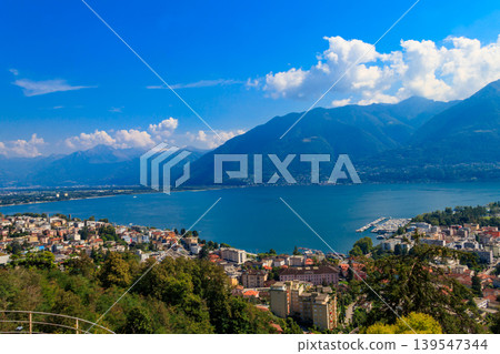 View of Locarno city and lake Maggiore in Switzerland View of Locarno city and lake Maggiore in Switzerland 139547344