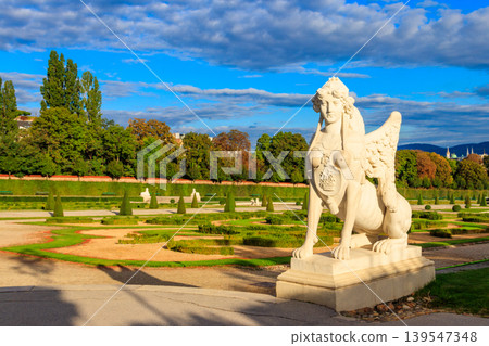 Statue of Sphinx in the gardens of Upper Belvedere Palace in Vienna, Austria Statue of Sphinx in the gardens of Upper Belvedere Palace in Vienna, Austria 139547348
