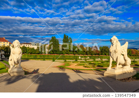 Statues of Sphinxes in the gardens of Upper Belvedere Palace in Vienna, Austria 139547349
