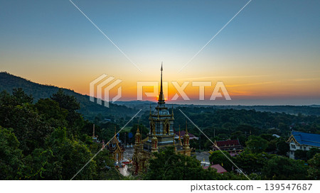 Aerial view of Mae Klang Waterfall Temple pagoda top Aerial view of Mae Klang Waterfall Temple pagoda top 139547687