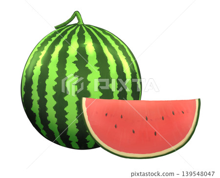 Illustrations of a whole watermelon and cut watermelons Illustrations of a whole watermelon and cut watermelons 139548047