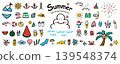 Summer hand-drawn illustration material set: summer vacation, doodle, summer 139548374