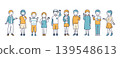 A set of full-body illustrations of energetic children 139548613