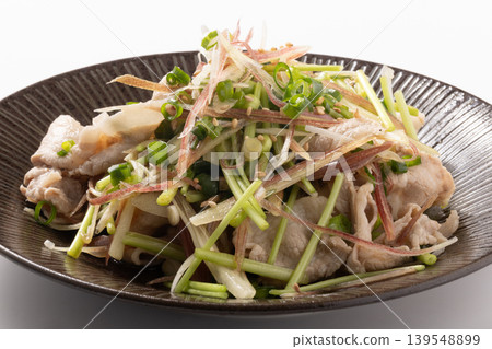 Pork Shabu-Shabu Salad (with Japanese Ginger and Mitsuba Salad) Pork Shabu-Shabu Salad (with Japanese Ginger and Mitsuba Salad) 139548899