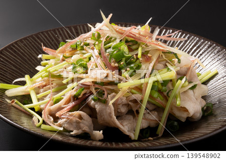 Pork Shabu-Shabu Salad (with Japanese Ginger and Mitsuba Salad) Pork Shabu-Shabu Salad (with Japanese Ginger and Mitsuba Salad) 139548902