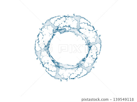 Transparent blue water circular splash frame | Abstract background material of a water ring Transparent blue water circular splash frame | Abstract background material of a water ring 139549118