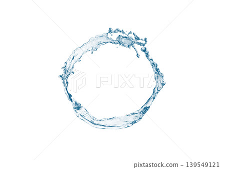Transparent blue water circular splash frame | Abstract background material of a water ring Transparent blue water circular splash frame | Abstract background material of a water ring 139549121