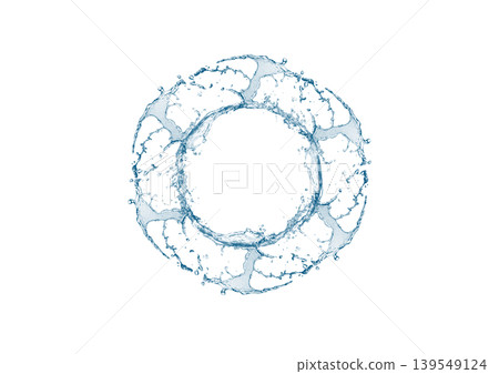Transparent blue water circular splash frame | Abstract background material of a water ring Transparent blue water circular splash frame | Abstract background material of a water ring 139549124
