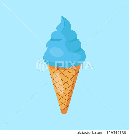 Blue Ice Cream Cone Flat Vector Illustration Blue Ice Cream Cone Flat Vector Illustration 139549188