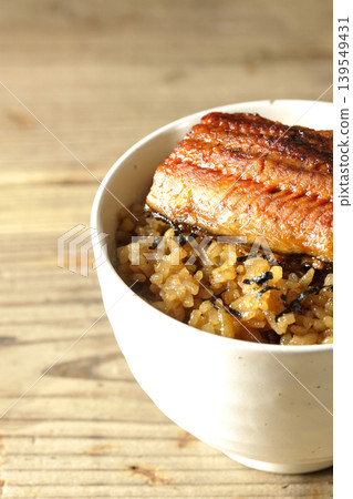 A single photo of a mini eel rice bowl. A single photo of a mini eel rice bowl. 139549431