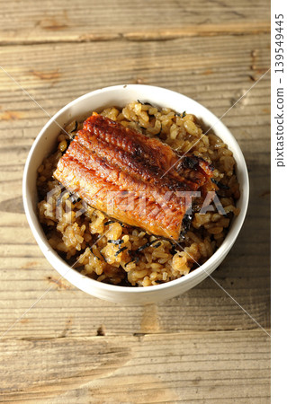A single photo of a mini eel rice bowl. A single photo of a mini eel rice bowl. 139549445