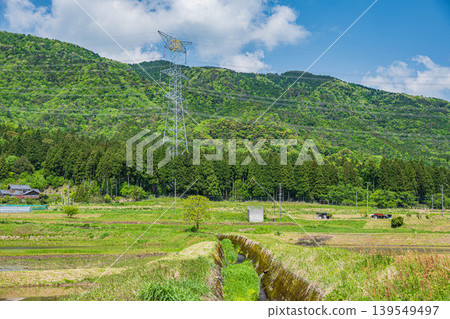Rural scenery of Lake Biwa in the Oku area, Nishiasaicho, Nagahama City, Shiga Prefecture 139549497