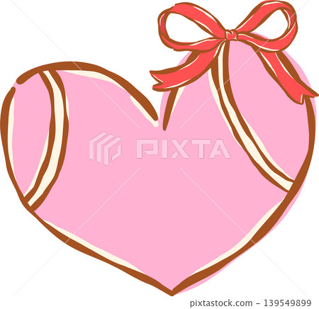 Pink Tennis Ball with Red Bow Whimsical Hand Drawn Pink Tennis Ball with Red Bow Whimsical Hand Drawn 139549899