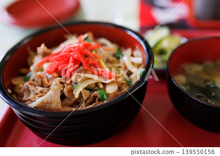 Grilled meat rice bowl at a diner in Shingo Village (Aomori Prefecture) Grilled meat rice bowl at a diner in Shingo Village (Aomori Prefecture) 139550156