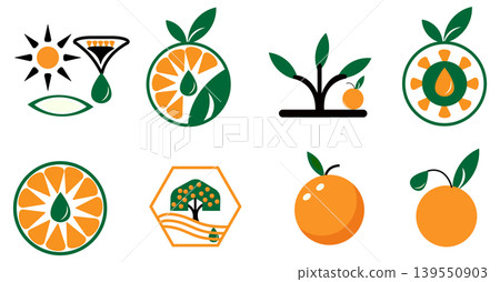 Citrus fruit badge set for natural food design Citrus fruit badge set for natural food design 139550903