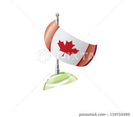 Highly detailed of waving Canadian flag with metallic pole and subtle shadow effects for print Highly detailed of waving Canadian flag with metallic pole and subtle shadow effects for print 139550999