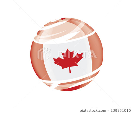 Illustration of globe wrapped in Canadian flag patterns with subtle shadowing Illustration of globe wrapped in Canadian flag patterns with subtle shadowing 139551010