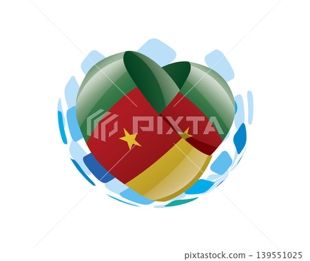 Patriotic heart wrapped in Cameroonian flag illustration 139551025