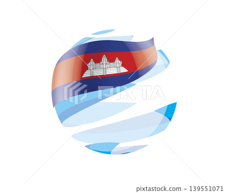 Flat of patriotic globe featuring waving Cambodian flag design Flat of patriotic globe featuring waving Cambodian flag design 139551071