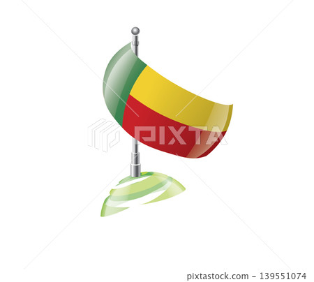 Highly detailed of waving Benin flag with metallic pole and subtle shadow effects for print Highly detailed of waving Benin flag with metallic pole and subtle shadow effects for print 139551074