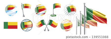 A set of vector Benin flags of different designs A set of vector Benin flags of different designs 139551088