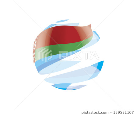 Flat of patriotic globe featuring waving Belarusian flag design 139551107