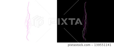 Abstract pink and white lightning bolt on transparent or black background Abstract pink and white lightning bolt on transparent or black background 139551141