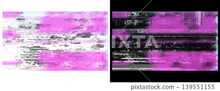 Abstract digital glitch art with vibrant pink and black horizontal lines and noise on transparent or black background Abstract digital glitch art with vibrant pink and black horizontal lines and noise on transparent or black background 139551155